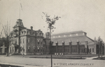 Postcard of Olean Armory with original administration building