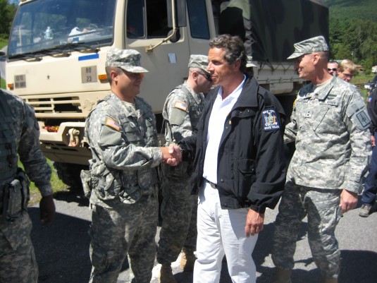 Governor and Adjutant General Greet Troops on Duty