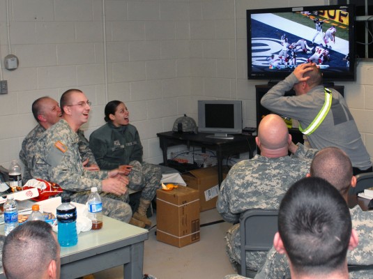 New York Soldiers Watch Super Bowl at Camp Shelby