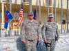 First Sergeant James Meltz is congratulated by Col. Christopher Morgan, commander of Afghan Regional Security Integration Command-Kabul following the presentation of a Bronze Star Medal with Valor.