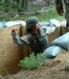 A 27th BCT Soldier practices with grenades in preparation for her 2007 deployment to Afghanistan in support of Task Force Phoenix VII