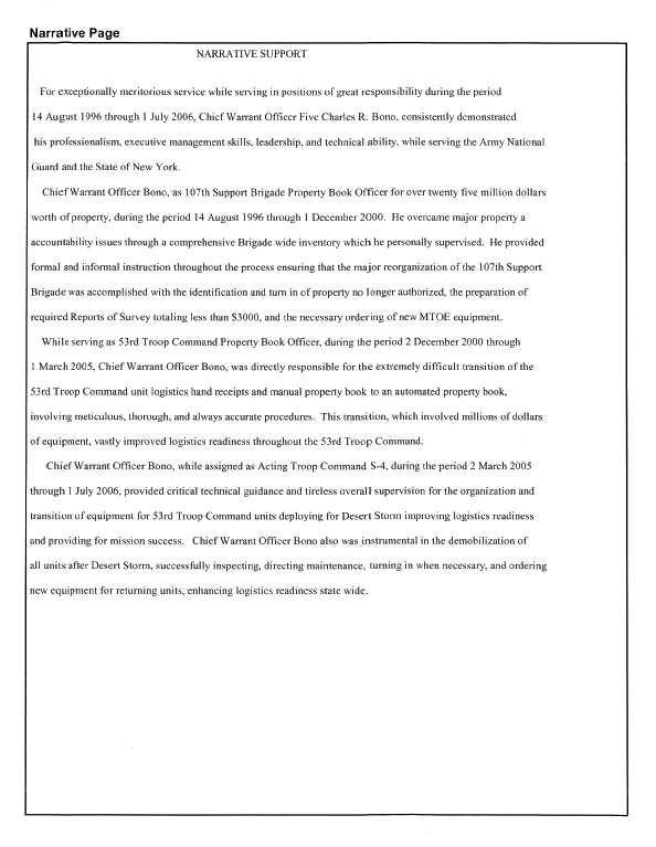 Sample New York Legion of Merit Recommendation page 4