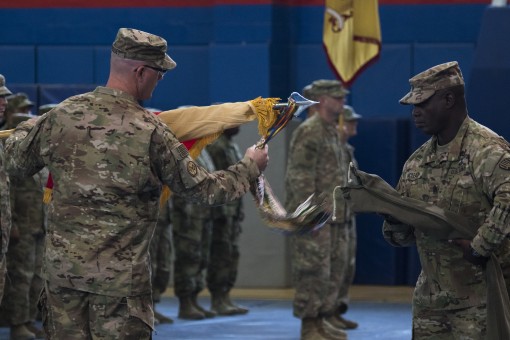 369th colors unfurled in Kuwait