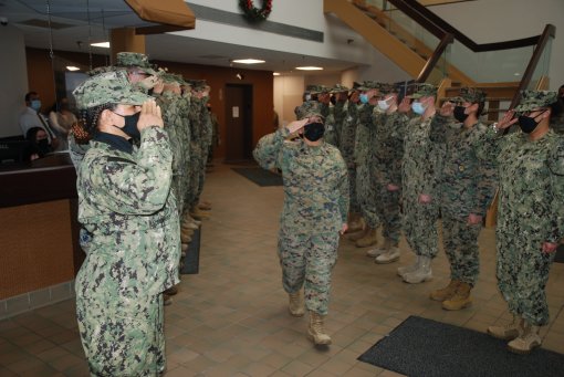 Naval Militia salutes departing NCO