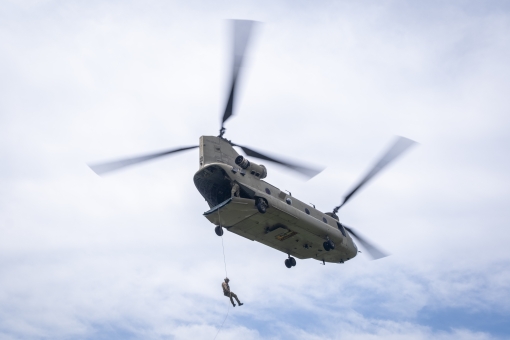 Tactical Air controllers practice rappelling 