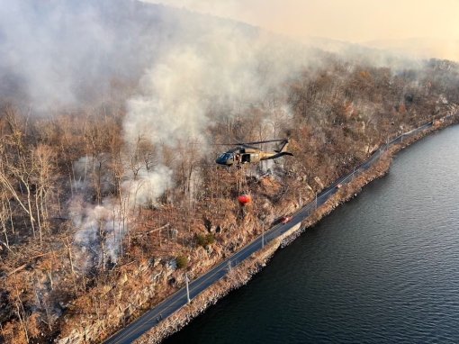 Army Guard helicopters fighting fire 