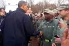 President Meets New York Guard Soldiers