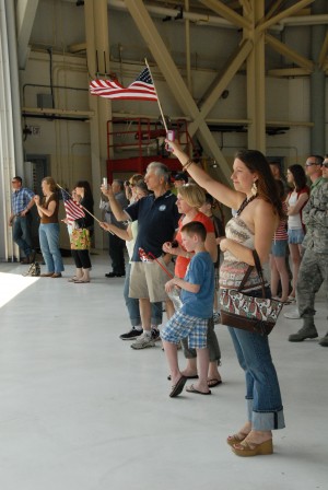 In a Memorial Day sendoff, family members and loved ones gather to bid farewell to members of the 107th Airlift Wing