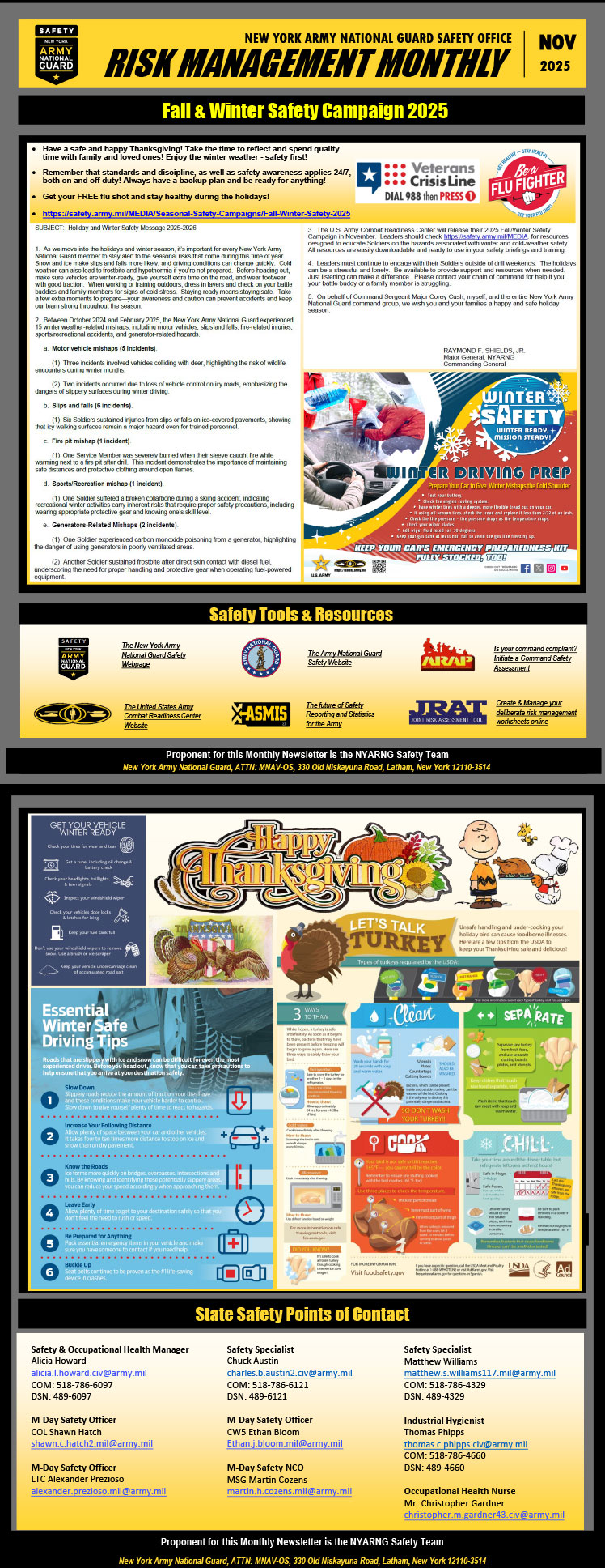 NYARNG November Safety Message